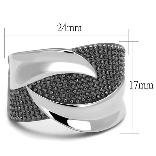 Two Tone IP Light Black (IP Gun) Stainless Steel Ring with No Stone TK2700