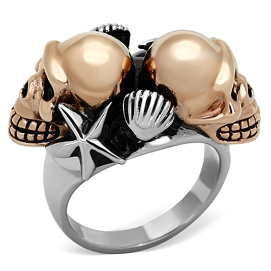  Two Tone IP Rose Gold Stainless Steel Ring with Epoxy  in Jet TK1119  