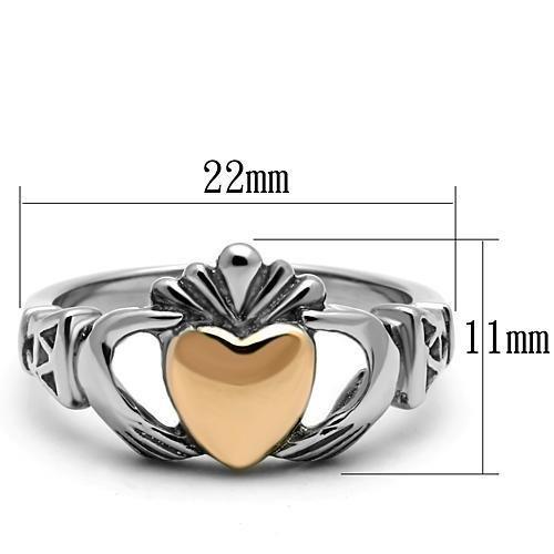 Two Tone IP Rose Gold Stainless Steel Ring with No Stone TK1156
