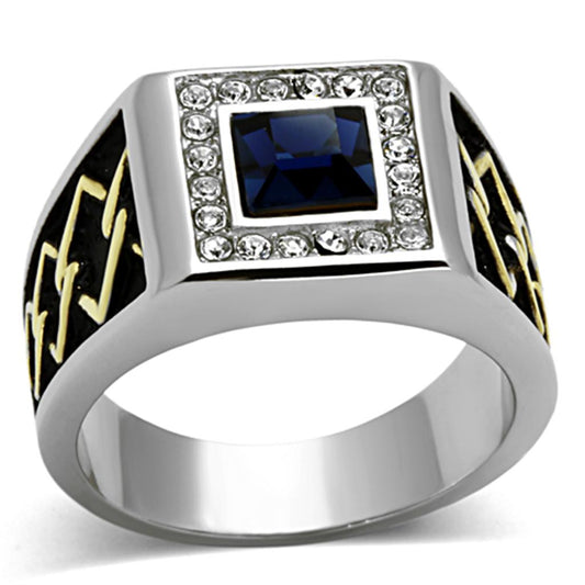  Two Tone IP Gold (Ion Plating) Stainless Steel Ring with Top Grade Crystal  in Montana TK1180  
