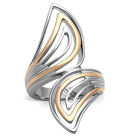  Two Tone IP Rose Gold Stainless Steel Ring with No Stone TK1292  