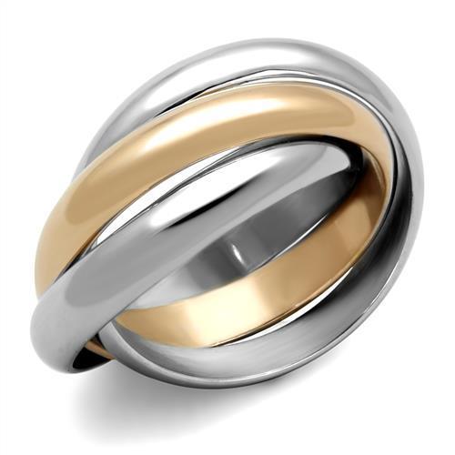  Two Tone IP Rose Gold Stainless Steel Ring with No Stone TK1670  