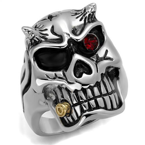  Two Tone IP Gold (Ion Plating) Stainless Steel Ring with Top Grade Crystal  in Siam TK2244  