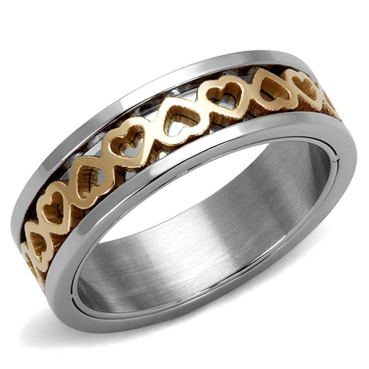  Two Tone IP Rose Gold Stainless Steel Ring with No Stone TK2398  