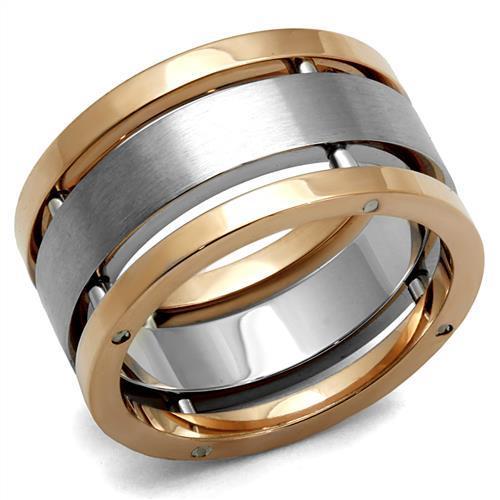  Two Tone IP Rose Gold Stainless Steel Ring with No Stone TK2402  