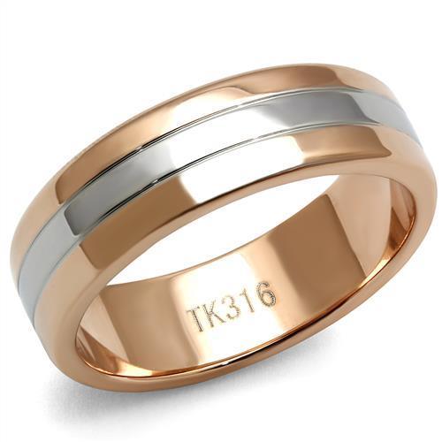 Two Tone IP Rose Gold Stainless Steel Ring with No Stone TK2569  