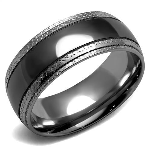  Two Tone IP Light Black (IP Gun) Stainless Steel Ring with No Stone TK2580  