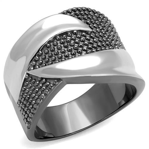  Two Tone IP Light Black (IP Gun) Stainless Steel Ring with No Stone TK2700  